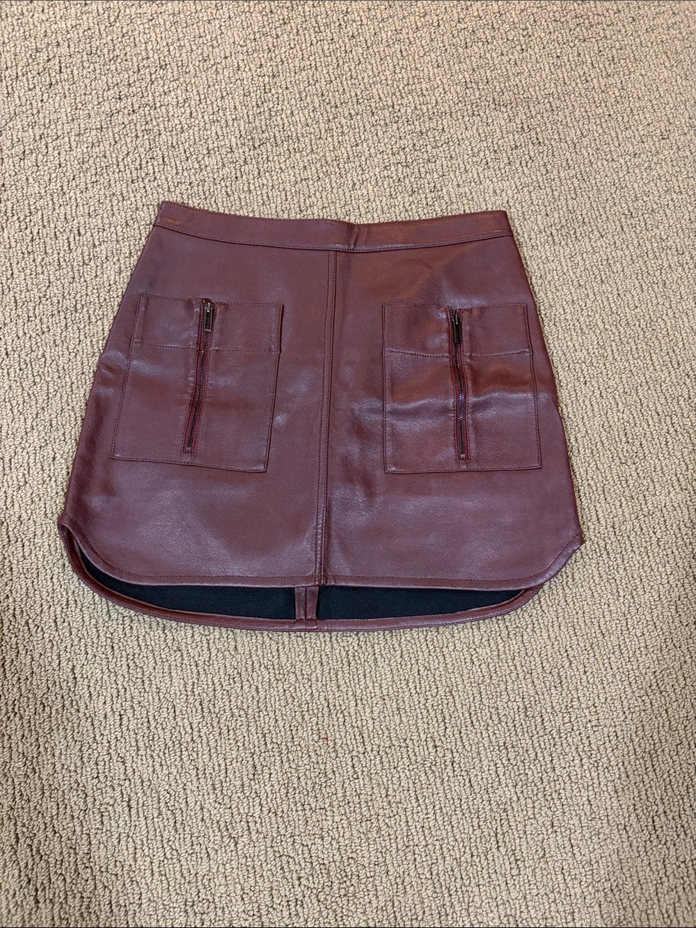 BCBG  Women’s Faux Leather Mini Skirt in Burgundy Size XL